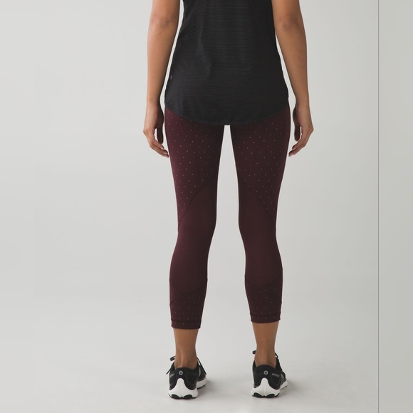 Lululemon Pace Rival CropNight Fall Bordeaux Drama Gold / Bordeaux Drama… - Picture 4 of 12
